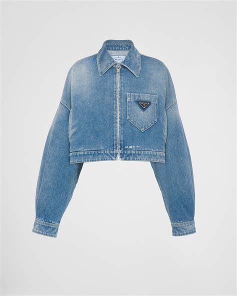 prada crop denim jacket|Prada denim jacket men.